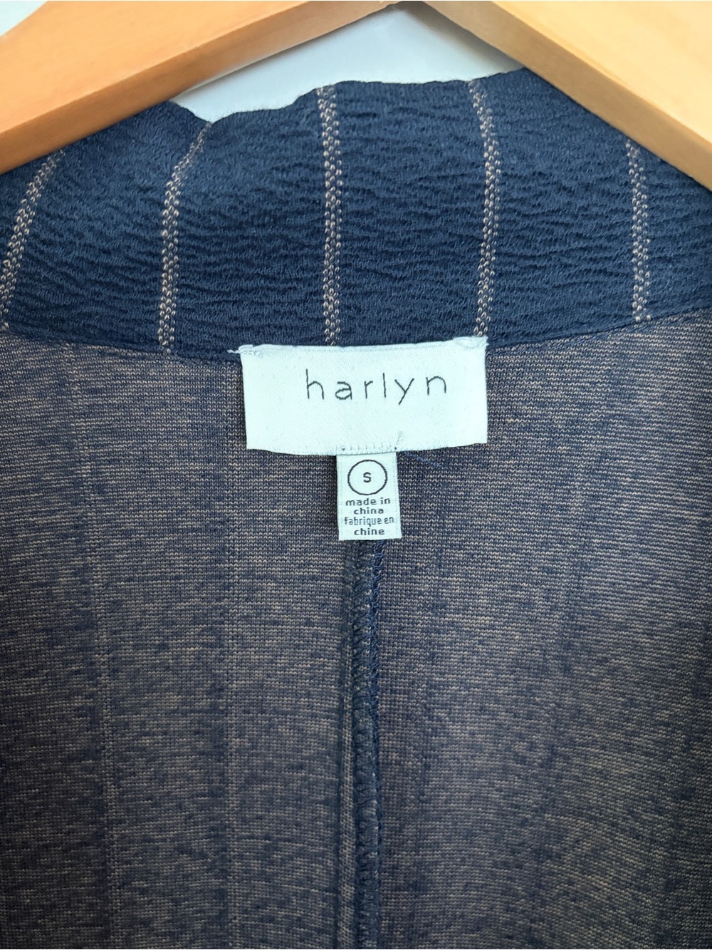Anthropologie Harlyn Navy Pinstripe Open-Front Coat - Small - Picture 4 of 5